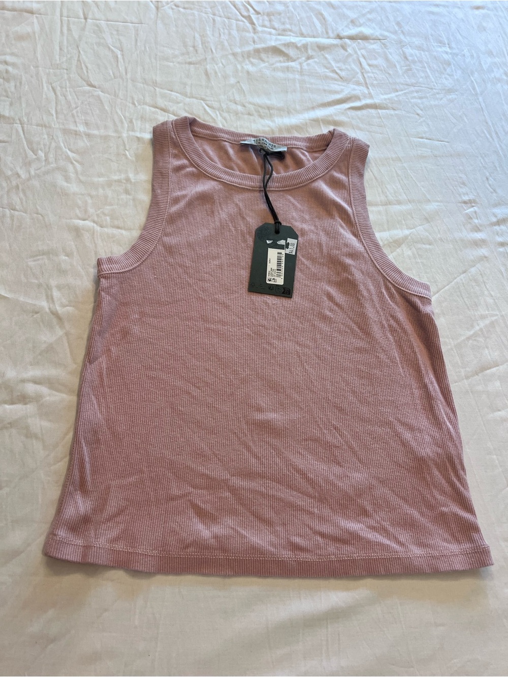 ALLSAINTS Luca Pink Sleeveless Ribbed Knit Crew Neck Tank Top US 8 Layers Fall